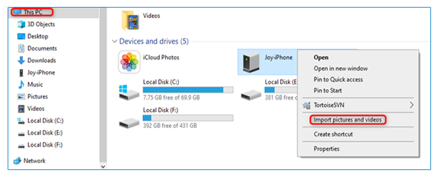 Import pictures